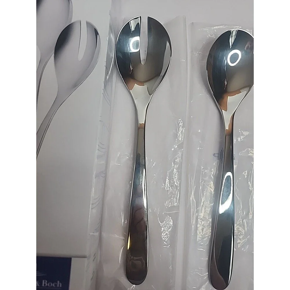 Villeroy & Boch Daily Line Collection Sald Servers 2 Pc Set 18/10 Stainless NIB